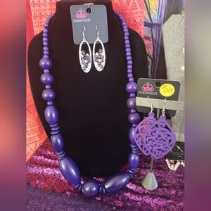 Paparazzi Purple Beaded Necklace and Earring Set